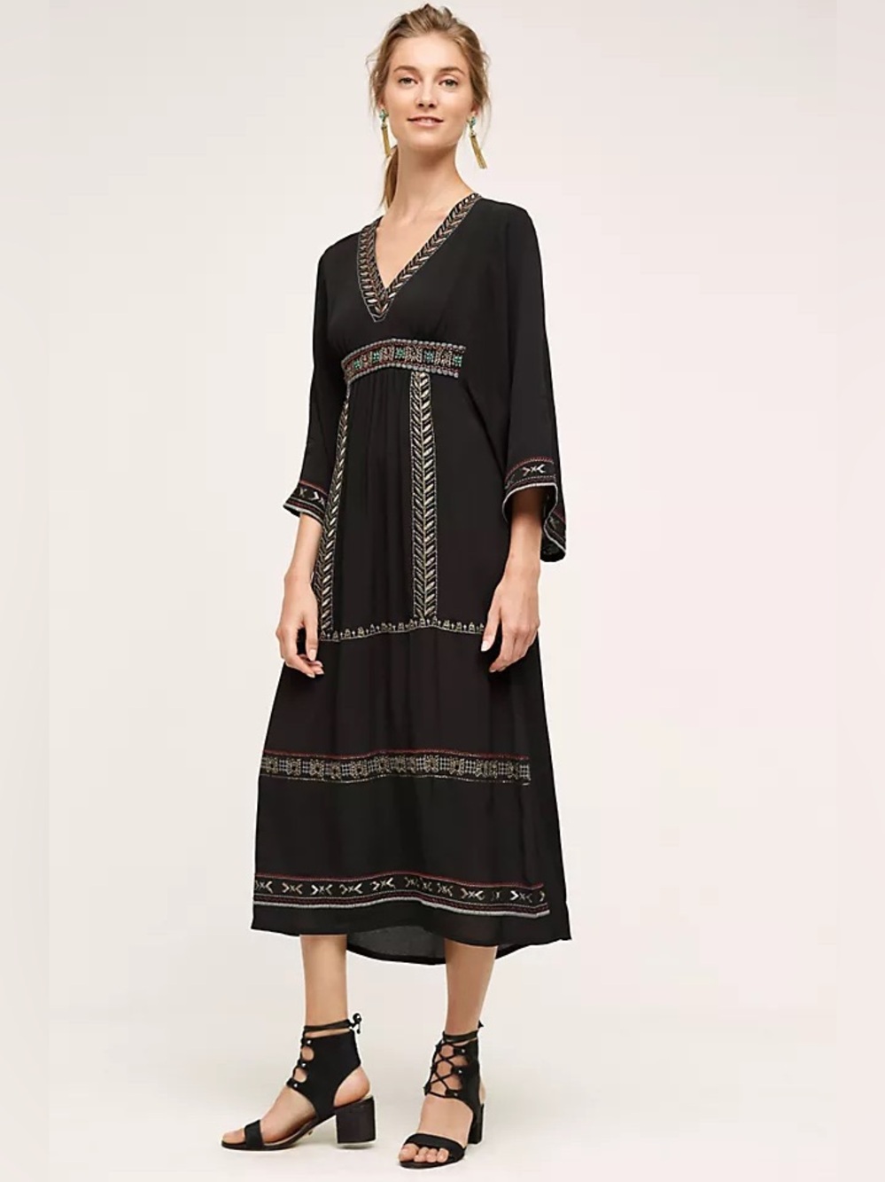 Merivana Midi Dress | V-Neck Black Midi Dress